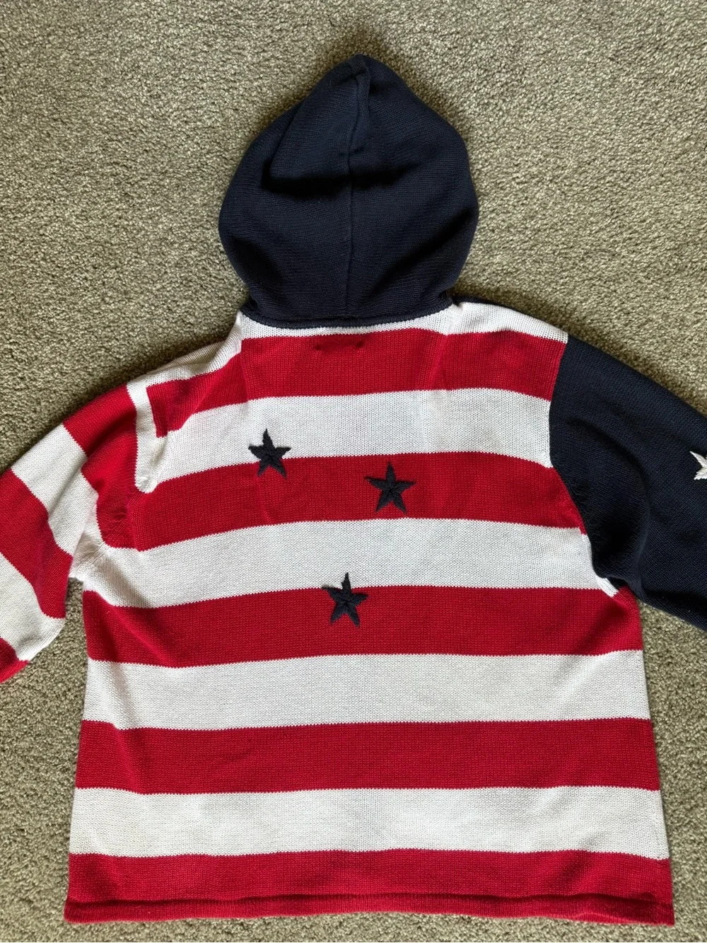 The Quacker Factory Patriotic Stars and Stripes Zipup Hoodie Size XL